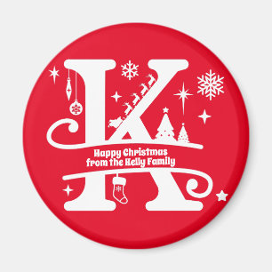 Letter K Monogram Initial Family Name Greeting  Magnet