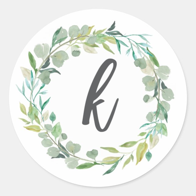Letter K Monogram Initial Sticker Envelope Seal (Front)
