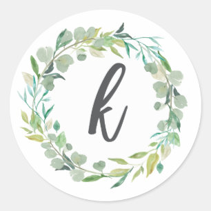 Letter K Monogram Initial Sticker Envelope Seal