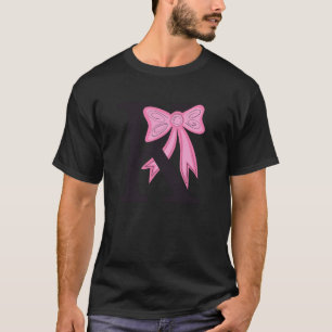 Letter K Monogram Initial with Pink Bow for Women  T-Shirt