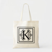 Letter K Monogram Tote Bag