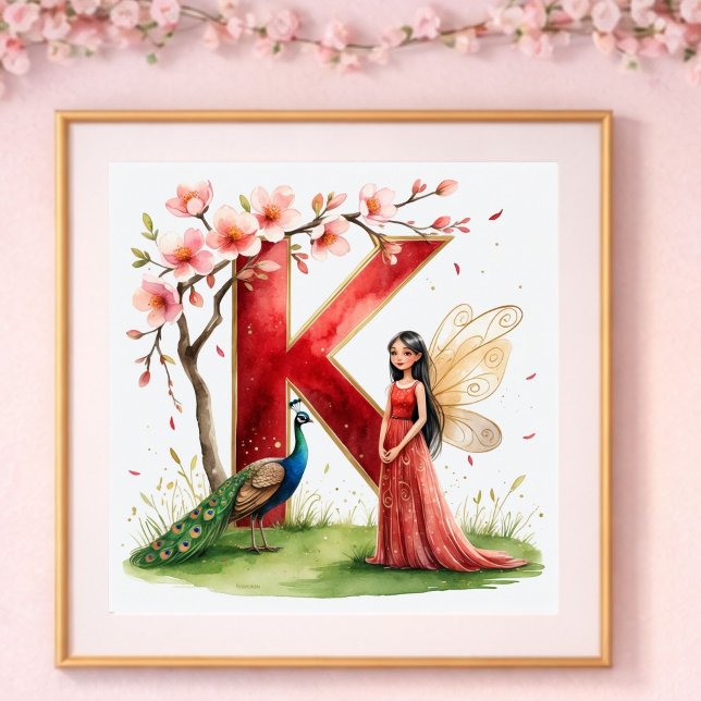 Letter K Peacock Fairy Poster - Elegant Art (Créateur téléchargé)