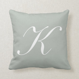 Letter K Silver Grey Monogram Pillow
