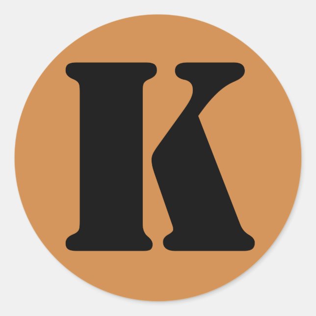Letter K Stencil Alphabet by Janz Peru Gold Classic Round Sticker (Front)
