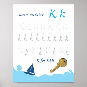 Letter K Tracing Poster for Kids