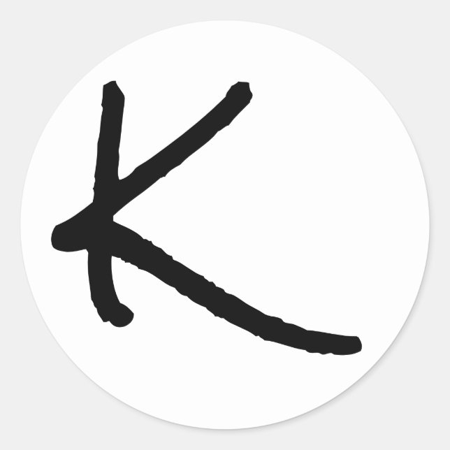Letter K White Rock Salt Alphabet by Janz Classic Round Sticker (Front)