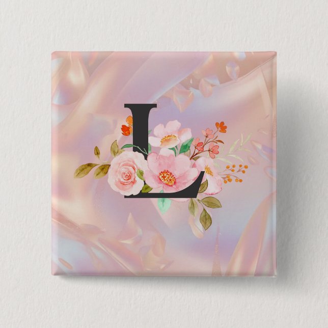 Letter L 2 Inch Square Button (Front)