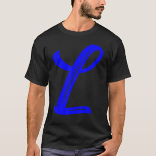 Letter L Alphabet Large Blue Graphic Initial T-Shirt