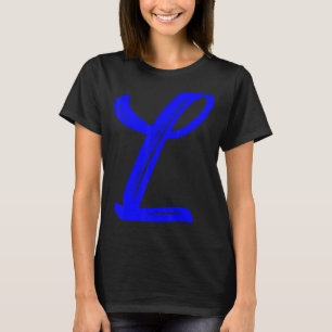 Letter L Alphabet Large Blue Graphic Initial T-Shirt