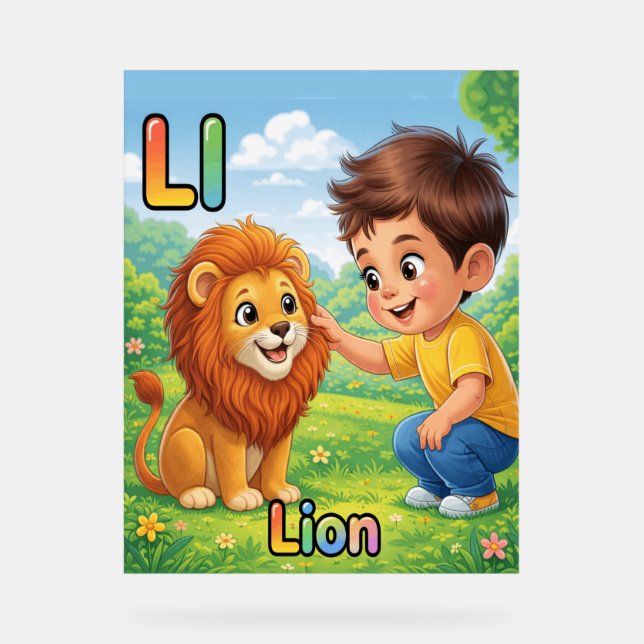 Letter L Alphabet Poster – L is for Lion  (Front)