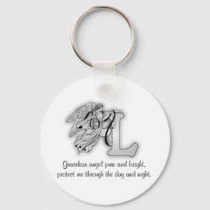 Letter L angel monogram alphabet initial Keychain