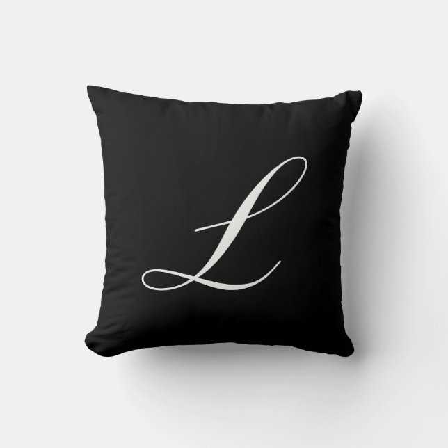 Letter L Black Monogram Pillow (Front)