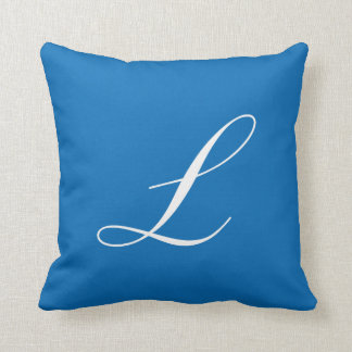Letter L Blue Monogram Pillow