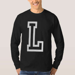 Letter L bold outline in white Large T-Shirt
