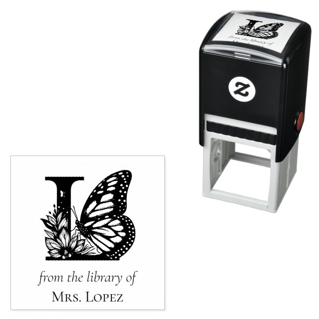 Letter L Butterfly Monogram From the Library Of Self-inking Stamp (In Situ)