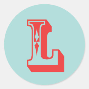 Letter L carnival style monogram initial favour Classic Round Sticker