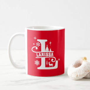 Letter L Christmas Monogram Initial Name Red  Coffee Mug