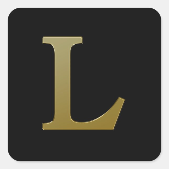 Letter L Gold Square Sticker (Front)