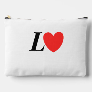 Letter L Heart - Valentine Initial Love Design Accessory Pouch
