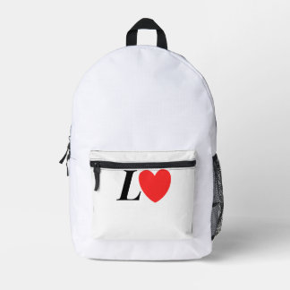 Letter L Heart - Valentine Initial Love Design Printed Backpack
