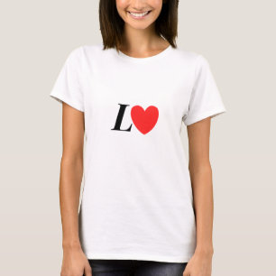 Letter L Heart - Valentine Initial Love Design T-Shirt