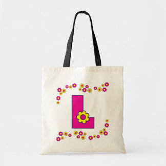 Letter L in Flores Pink Monogram Tote
