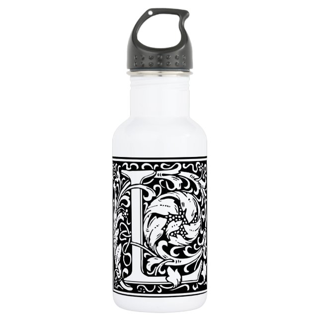 Letter L Medieval Monogram Art Nouveau 532 Ml Water Bottle (Front)