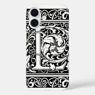 Letter L Medieval Monogram Art Nouveau iPhone 16 Case
