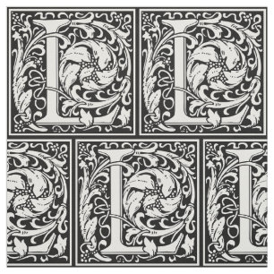 Letter L Medieval Monogram Art Nouveau Fabric