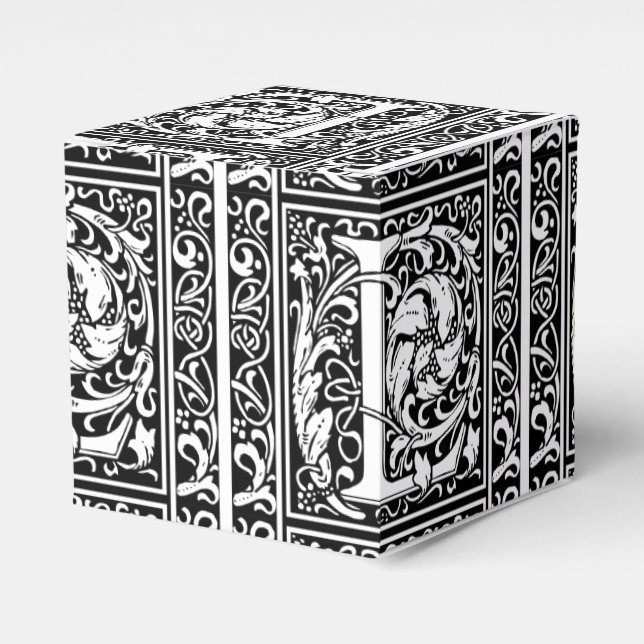 Letter L Medieval Monogram Art Nouveau Favor Box (Front Side)