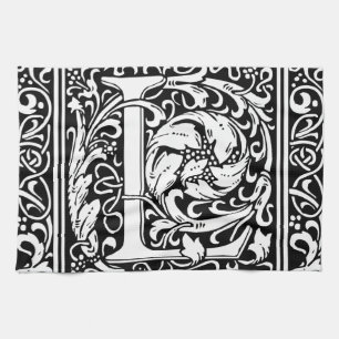 Letter L Medieval Monogram Art Nouveau Kitchen Towel