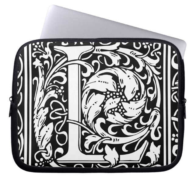 Letter L Medieval Monogram Art Nouveau Laptop Sleeve (Front)