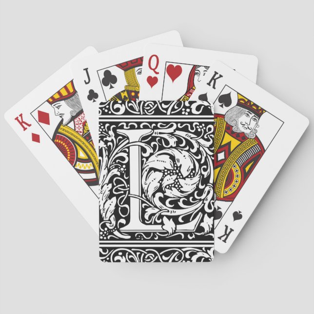 Letter L Medieval Monogram Art Nouveau Playing Cards (Back)