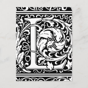 Letter L Medieval Monogram Art Nouveau Postcard