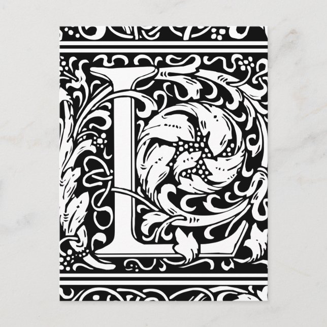 Letter L Medieval Monogram Art Nouveau Postcard (Front)