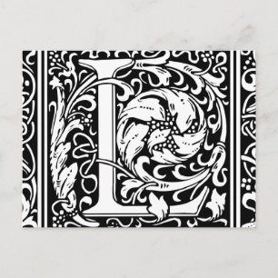Letter L Medieval Monogram Art Nouveau Postcard