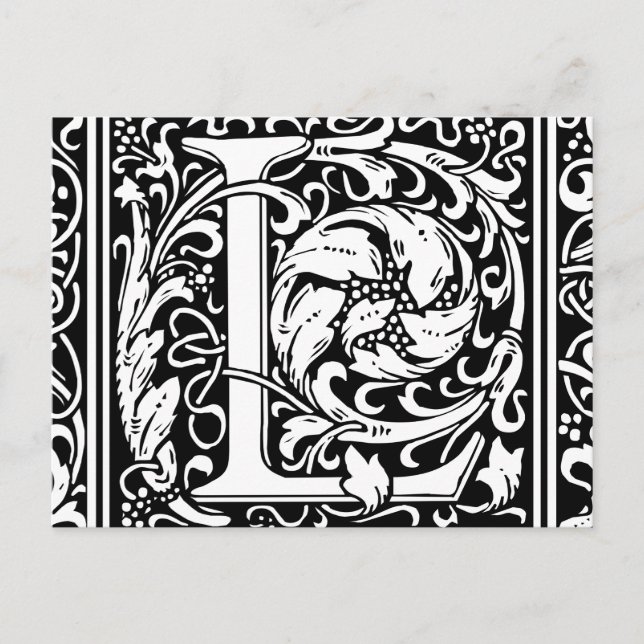 Letter L Medieval Monogram Art Nouveau Postcard (Front)