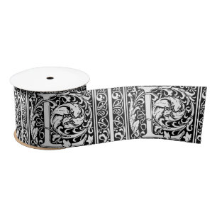 Letter L Medieval Monogram Art Nouveau Satin Ribbon