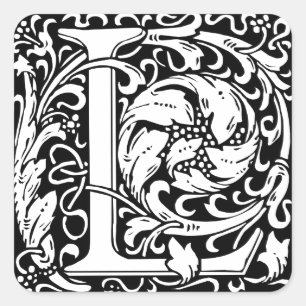 Letter L Medieval Monogram Art Nouveau Square Sticker