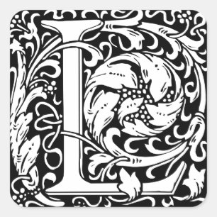 Letter L Medieval Monogram Art Nouveau Square Sticker
