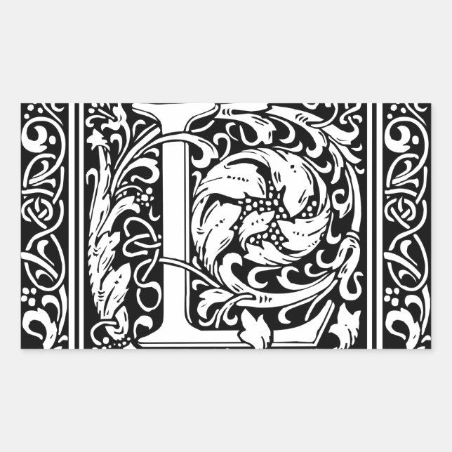Letter L Medieval Monogram Art Nouveau Sticker (Front)