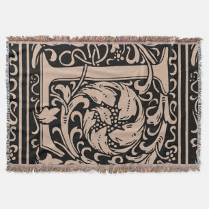 Letter L Medieval Monogram Art Nouveau Throw Blanket