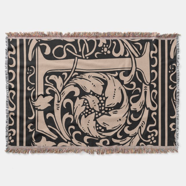 Letter L Medieval Monogram Art Nouveau Throw Blanket (Front)