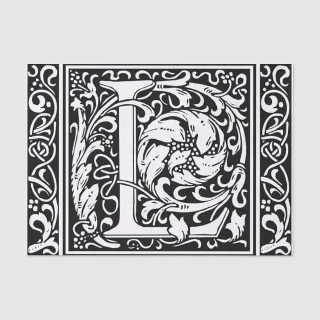 Letter L Medieval Monogram Art Nouveau Tissue Paper (Front)