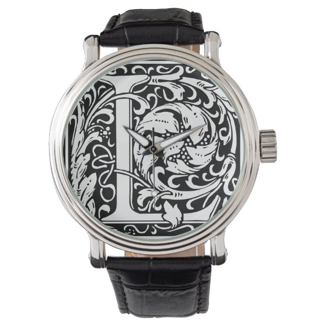 Letter L Medieval Monogram Art Nouveau Watch (Front)