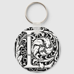 Letter L Medieval Monogram Vintage Initial Keychain