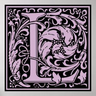 Letter L Medieval Monogram Vintage Initial Poster