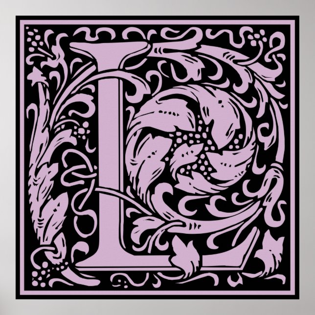 Letter L Medieval Monogram Vintage Initial Poster (Front)