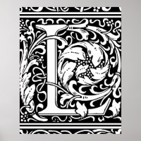 Letter L Medieval Monogram Vintage Initial