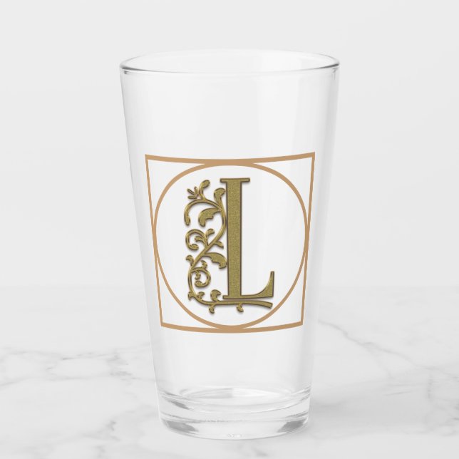 LETTER L MONOGRAM Beautiful Wedding New Home Gift Glass (Front)